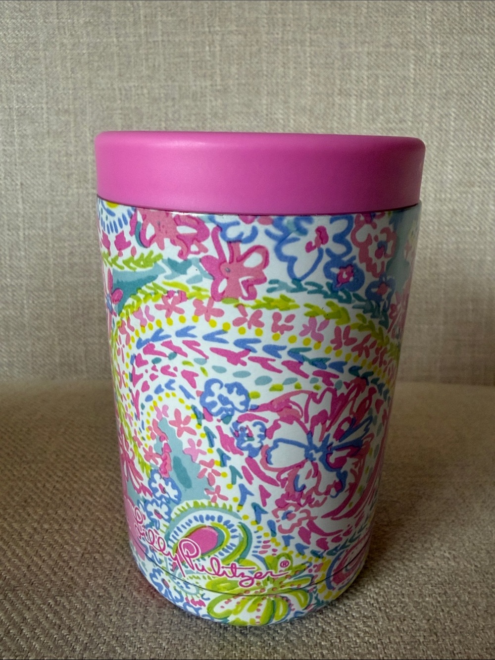 Lilly Pulitzer Pink Multicolor Floral Paisley 2 in 1 Insulated Can Tumbler